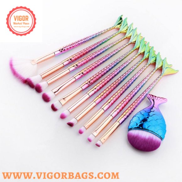 Candy Color Makeup Brushes Tool Set & Cosmetic Concealer Fish Tail Make Up Brush - Picture 2 of 12